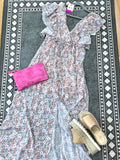 Taupe Floral Maxi Dress-PEACHLOVE CALIFORNIA-Sunshine Boutique Camden TN