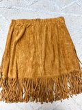 Camel Faux Suede Fringe Skirt-EASEL-Sunshine Boutique Camden TN