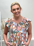 Brown Palm Print Midi Dress-ENTRO-Sunshine Boutique Camden TN