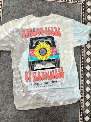 Simply Southern Tiedye Happiness Tee-SIMPLY SOUTHERN-Sunshine Boutique Camden TN