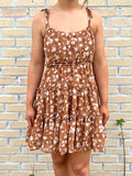 Brown and Ivory Floral Tank Dress-BLU PEPPER-Sunshine Boutique Camden TN