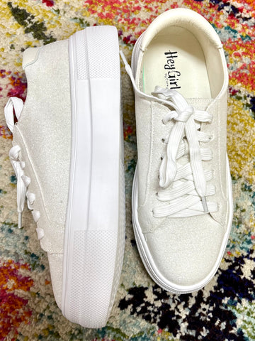 White Glitter Sneaker-CORKYS FOOTWEAR-Sunshine Boutique Camden TN