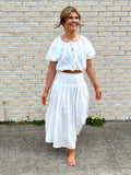 White Smocked Midi Skirt (matching top available)-BLU PEPPER-Sunshine Boutique Camden TN