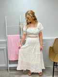 Cream Floral Boho Crop Blouse (matching skirt available)-BLU PEPPER-Sunshine Boutique Camden TN
