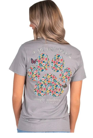 Simply Southern Grey Dog Paw Tee-SIMPLY SOUTHERN-Sunshine Boutique Camden TN