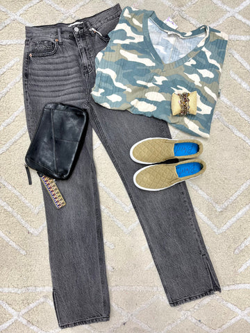 Grey Washed Straight Leg Jeans-CELLO JEANS-Sunshine Boutique Camden TN