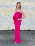 Pink Strapless Jumpsuit-JESSLEA WHOLESALE-Sunshine Boutique Camden TN