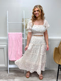 Cream Floral Boho Maxi Skirt (matching top available)-BLU PEPPER-Sunshine Boutique Camden TN