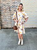 Cream Sunflower Dress-WELLMADE-Sunshine Boutique Camden TN