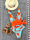 Orange and Blue One Piece Swimsuit-ANDTHEWHY-Sunshine Boutique Camden TN