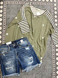 Olive Floral and Stripe Tunic-JADE BY JANE-Sunshine Boutique Camden TN