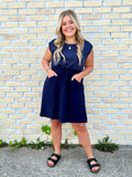 Navy Hilo Textured Dress-UMGEE-Sunshine Boutique Camden TN