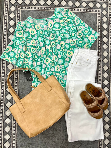Green Floral Blouse-ANDREE BY UNIT-Sunshine Boutique Camden TN