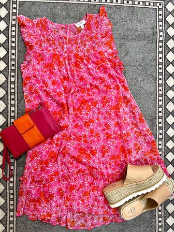 Hot Pink Floral Dress-UMGEE-Sunshine Boutique Camden TN