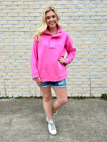 Pink Quarter Zip Pullover-JADE BY JANE-Sunshine Boutique Camden TN